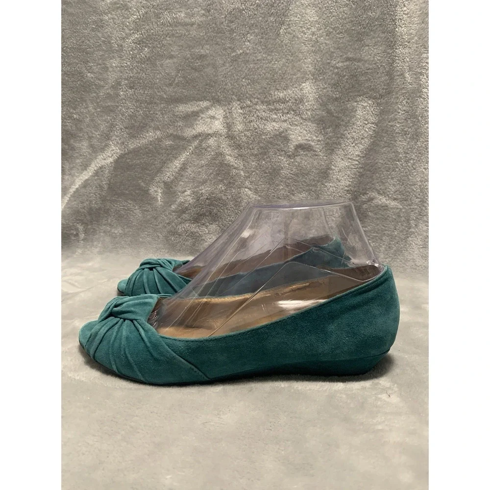 Seychelles Womens Shoes 6.5 Teal‎ Blue Suede Slip On Open Toe Coastal Passport